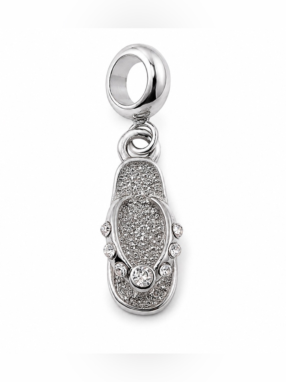 2 /$18 Silver Sandal Rhinestone Dangle Charm